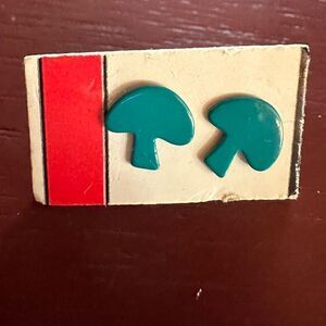 Little mushroom vintage turquoise enamel earrings